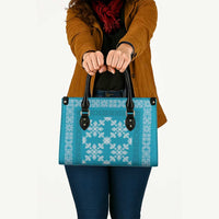 Hawaiian Quilt Pattern Leather Bag Teal Hawaii Culture Tropical - Polynesian Pride