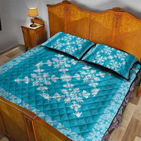 Hawaiian Quilt Pattern Quilt Bed Set Teal Hawaii Culture Tropical - Polynesian Pride