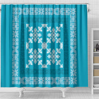 Hawaiian Quilt Pattern Shower Curtain Teal Hawaii Culture Tropical - Polynesian Pride