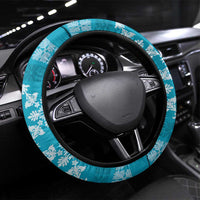 Hawaiian Quilt Pattern Steering Wheel Cover Teal Hawaii Culture Tropical - Polynesian Pride