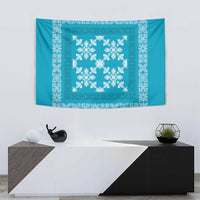 Hawaiian Quilt Pattern Tapestry Teal Hawaii Culture Tropical - Polynesian Pride