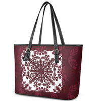 Palm Leaf Quilt Pattern Leather Tote Bag Hawaii Culture Floral - Polynesian Pride