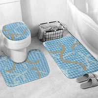 Blue Tropical Floral Palaka Bathroom Set Hawaiian Quilt Pattern - Polynesian Pride