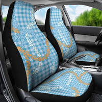 Blue Tropical Floral Palaka Car Seat Cover Hawaiian Quilt Pattern - Polynesian Pride
