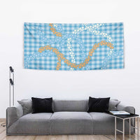 Blue Tropical Floral Palaka Tapestry Hawaiian Quilt Pattern - Polynesian Pride