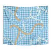 Blue Tropical Floral Palaka Tapestry Hawaiian Quilt Pattern - Polynesian Pride