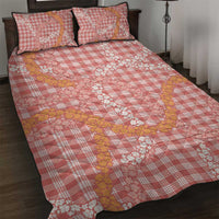 Pink Tropical Floral Palaka Quilt Bed Set Hawaiian Quilt Pattern - Polynesian Pride