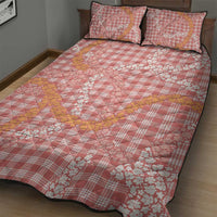 Pink Tropical Floral Palaka Quilt Bed Set Hawaiian Quilt Pattern - Polynesian Pride