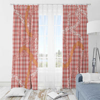 Pink Tropical Floral Palaka Window Curtain Hawaiian Quilt Pattern - Polynesian Pride