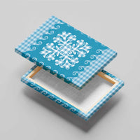 Blue Ulu Palaka Quilt Pattern Canvas Wall Art Hawaii Culture Breadfruit - Polynesian Pride