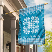 Blue Ulu Palaka Quilt Pattern Garden Flag Hawaii Culture Breadfruit - Polynesian Pride