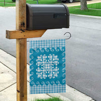 Blue Ulu Palaka Quilt Pattern Garden Flag Hawaii Culture Breadfruit - Polynesian Pride