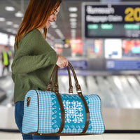 Blue Ulu Palaka Quilt Pattern Travel Bag Hawaii Culture Breadfruit - Polynesian Pride