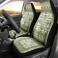 Green Ulu Palaka Quilt Pattern Car Seat Cover Hawaii Culture Breadfruit - Polynesian Pride