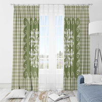 Green Ulu Palaka Quilt Pattern Window Curtain Hawaii Culture Breadfruit - Polynesian Pride