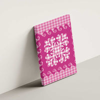 Pink Ulu Palaka Quilt Pattern Canvas Wall Art Hawaii Culture Breadfruit - Polynesian Pride