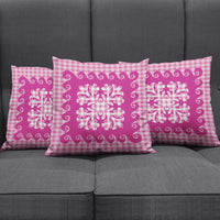Pink Ulu Palaka Quilt Pattern Pillow Cover Hawaii Culture Breadfruit - Polynesian Pride