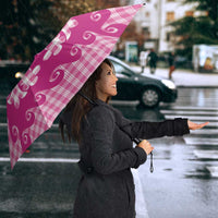 Pink Ulu Palaka Quilt Pattern Umbrella Hawaii Culture Breadfruit - Polynesian Pride