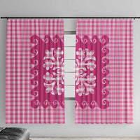 Pink Ulu Palaka Quilt Pattern Window Curtain Hawaii Culture Breadfruit - Polynesian Pride
