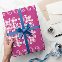 Pink Ulu Palaka Quilt Pattern Wrapping Paper Hawaii Culture Breadfruit - Polynesian Pride