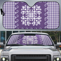 Purple Ulu Palaka Quilt Pattern Auto Sun Shade Hawaii Culture Breadfruit - Polynesian Pride