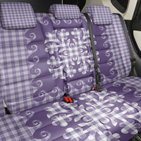 Purple Ulu Palaka Quilt Pattern Back Car Seat Cover Hawaii Culture Breadfruit - Polynesian Pride
