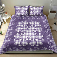 Purple Ulu Palaka Quilt Pattern Bedding Set Hawaii Culture Breadfruit - Polynesian Pride