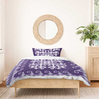 Purple Ulu Palaka Quilt Pattern Bedding Set Hawaii Culture Breadfruit - Polynesian Pride