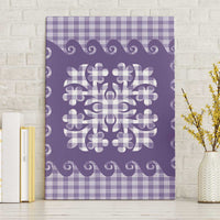 Purple Ulu Palaka Quilt Pattern Canvas Wall Art Hawaii Culture Breadfruit - Polynesian Pride