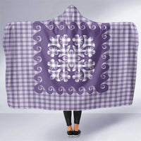 Purple Ulu Palaka Quilt Pattern Hooded Blanket Hawaii Culture Breadfruit - Polynesian Pride