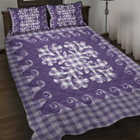 Purple Ulu Palaka Quilt Pattern Quilt Bed Set Hawaii Culture Breadfruit - Polynesian Pride