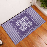 Purple Ulu Palaka Quilt Pattern Rubber Doormat Hawaii Culture Breadfruit - Polynesian Pride