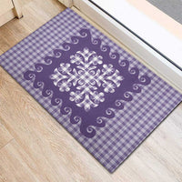 Purple Ulu Palaka Quilt Pattern Rubber Doormat Hawaii Culture Breadfruit - Polynesian Pride