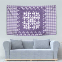 Purple Ulu Palaka Quilt Pattern Tapestry Hawaii Culture Breadfruit - Polynesian Pride