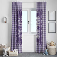 Purple Ulu Palaka Quilt Pattern Window Curtain Hawaii Culture Breadfruit - Polynesian Pride