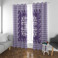 Purple Ulu Palaka Quilt Pattern Window Curtain Hawaii Culture Breadfruit - Polynesian Pride