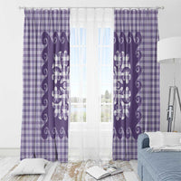 Purple Ulu Palaka Quilt Pattern Window Curtain Hawaii Culture Breadfruit - Polynesian Pride