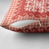 Red Ulu Palaka Quilt Pattern Pillow Cover Hawaii Culture Breadfruit - Polynesian Pride