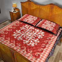 Red Ulu Palaka Quilt Pattern Quilt Bed Set Hawaii Culture Breadfruit - Polynesian Pride