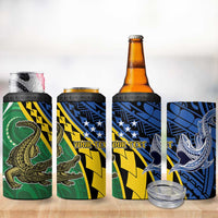 Personalised Crocodile and Shark Solomon Islands 4 in 1 Can Cooler Tumbler Polynesian Tribal Tattoo
