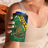 Personalised Crocodile and Shark Solomon Islands 4 in 1 Can Cooler Tumbler Polynesian Tribal Tattoo