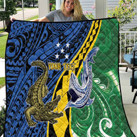 Personalised Crocodile and Shark Solomon Islands Quilt Polynesian Tribal Tattoo LT9 Green - Polynesian Pride