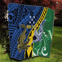 Personalised Crocodile and Shark Solomon Islands Quilt Polynesian Tribal Tattoo LT9 - Polynesian Pride
