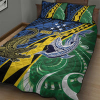 Personalised Crocodile and Shark Solomon Islands Quilt Bed Set Polynesian Tribal Tattoo
