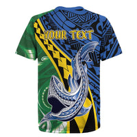 Personalised Crocodile and Shark Solomon Islands Rugby Jersey Polynesian Tribal Tattoo