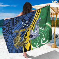 Personalised Crocodile and Shark Solomon Islands Sarong Polynesian Tribal Tattoo LT9 One Size 44 x 66 inches Green - Polynesian Pride