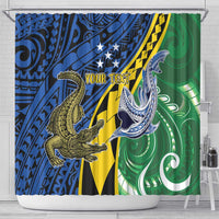 Personalised Crocodile and Shark Solomon Islands Shower Curtain Polynesian Tribal Tattoo LT9 - Polynesian Pride