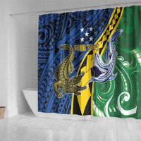 Personalised Crocodile and Shark Solomon Islands Shower Curtain Polynesian Tribal Tattoo LT9 - Polynesian Pride