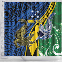 Personalised Crocodile and Shark Solomon Islands Shower Curtain Polynesian Tribal Tattoo LT9 - Polynesian Pride
