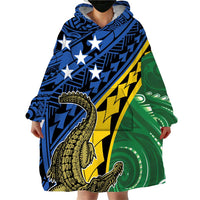 Personalised Crocodile and Shark Solomon Islands Wearable Blanket Hoodie Polynesian Tribal Tattoo